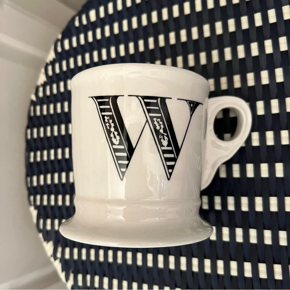 Anthropologie Monogram Coffee Tea Initial Mug Letter W Shaving Style Cup